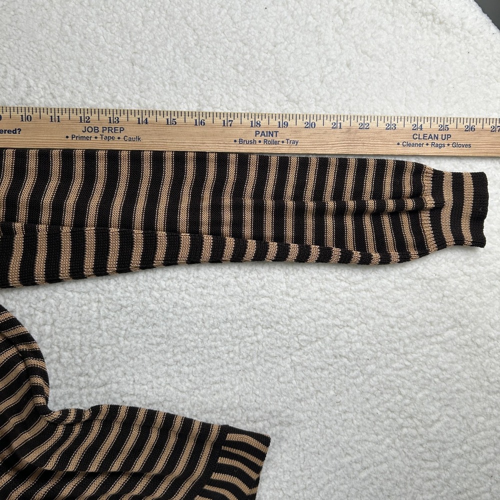 Vtg Carlisle Cardigan Sweater Womens Large Stripe Ruffle Rhinestone Button Y2K - Picture 10 of 11